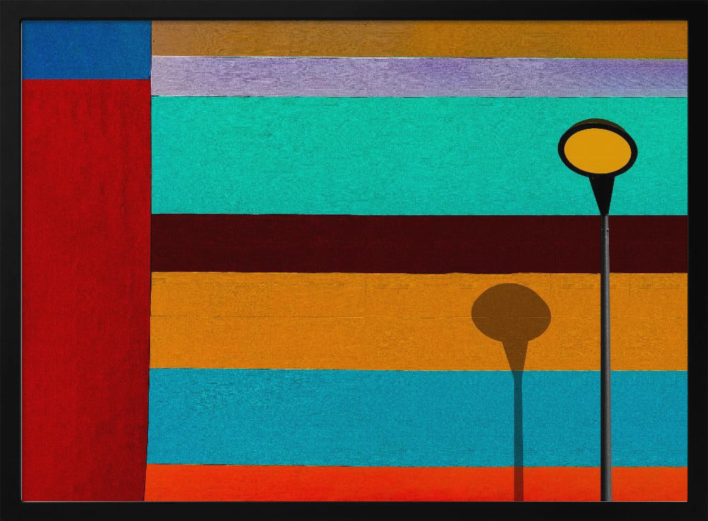 Lampe und gestreifte Wand | Poster