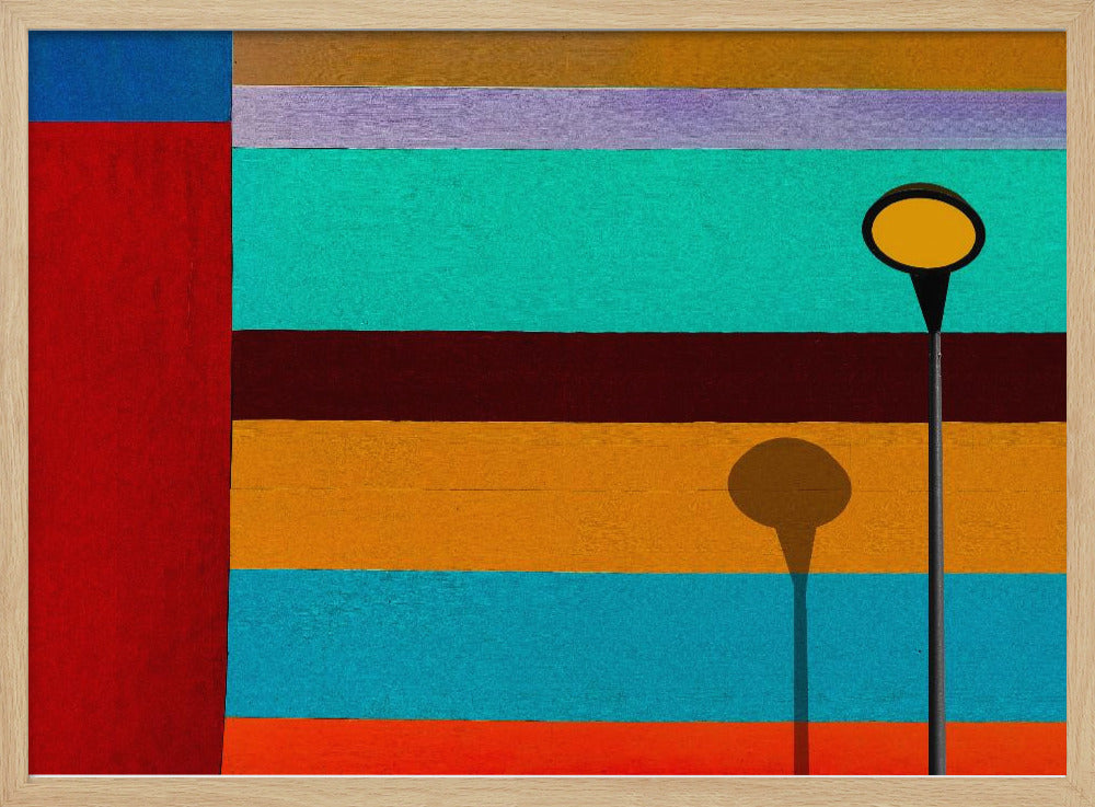 Lampe und gestreifte Wand | Poster