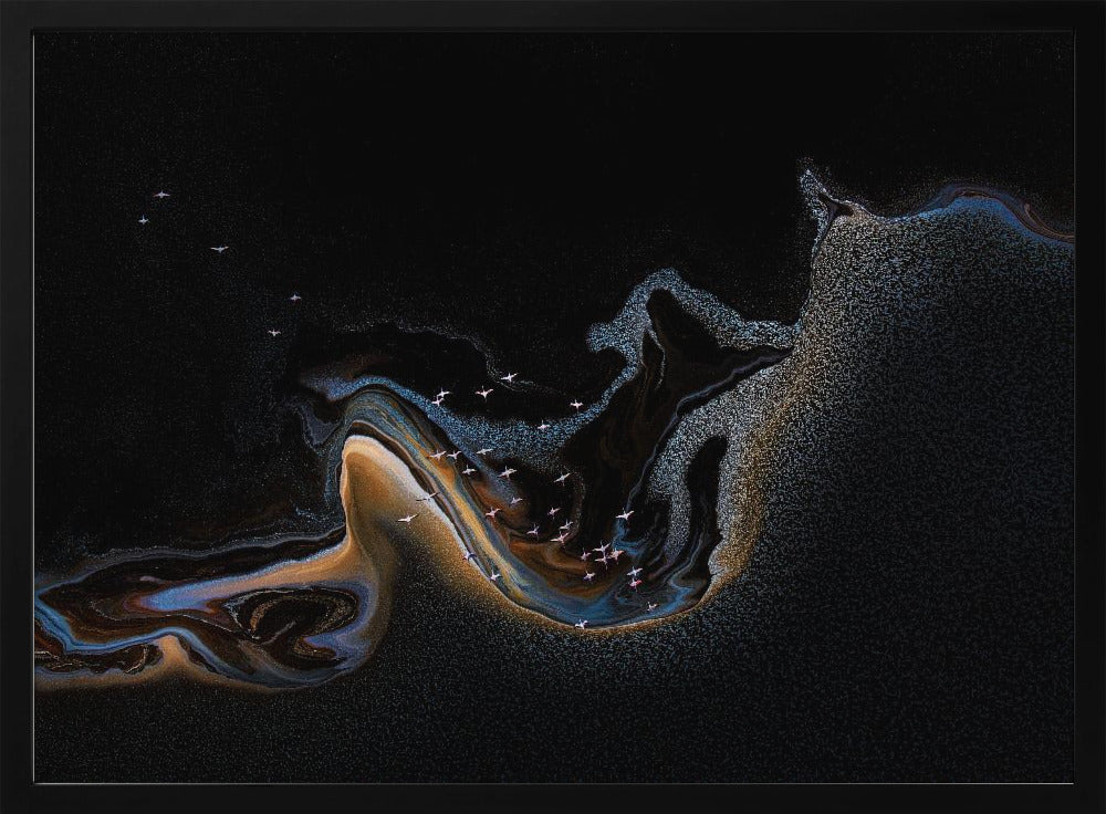 Flamingo over lake | Poster