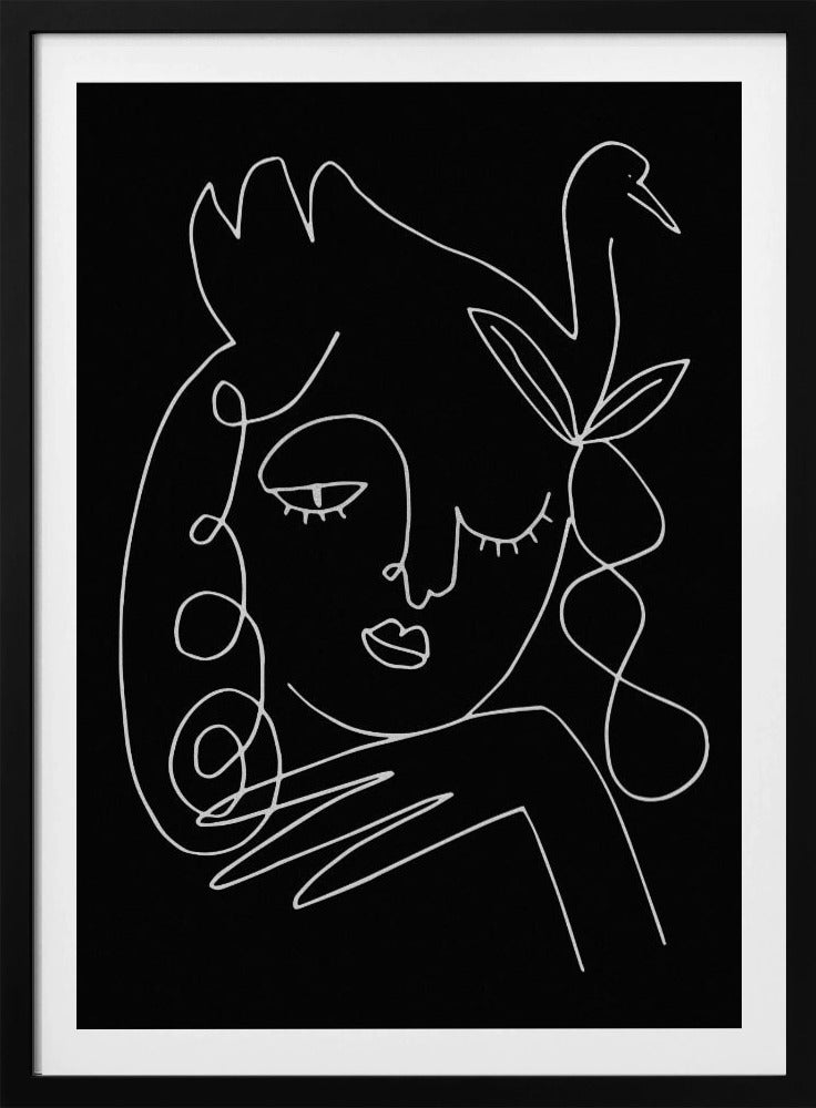 lineart_swan_black_vector_005 | Poster