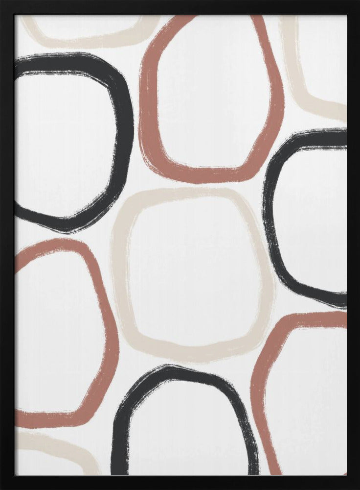 Kreise in Schwarzbeige und Rost | Poster