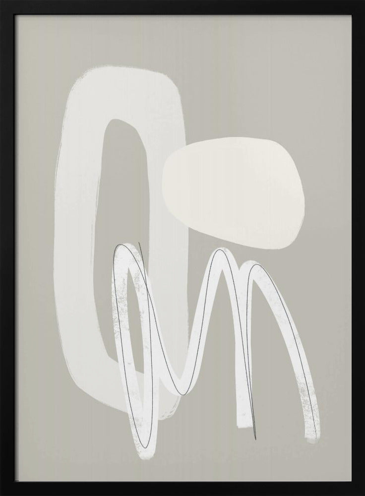 Fließende Kurven und Formen in neutralen Tönen | Poster