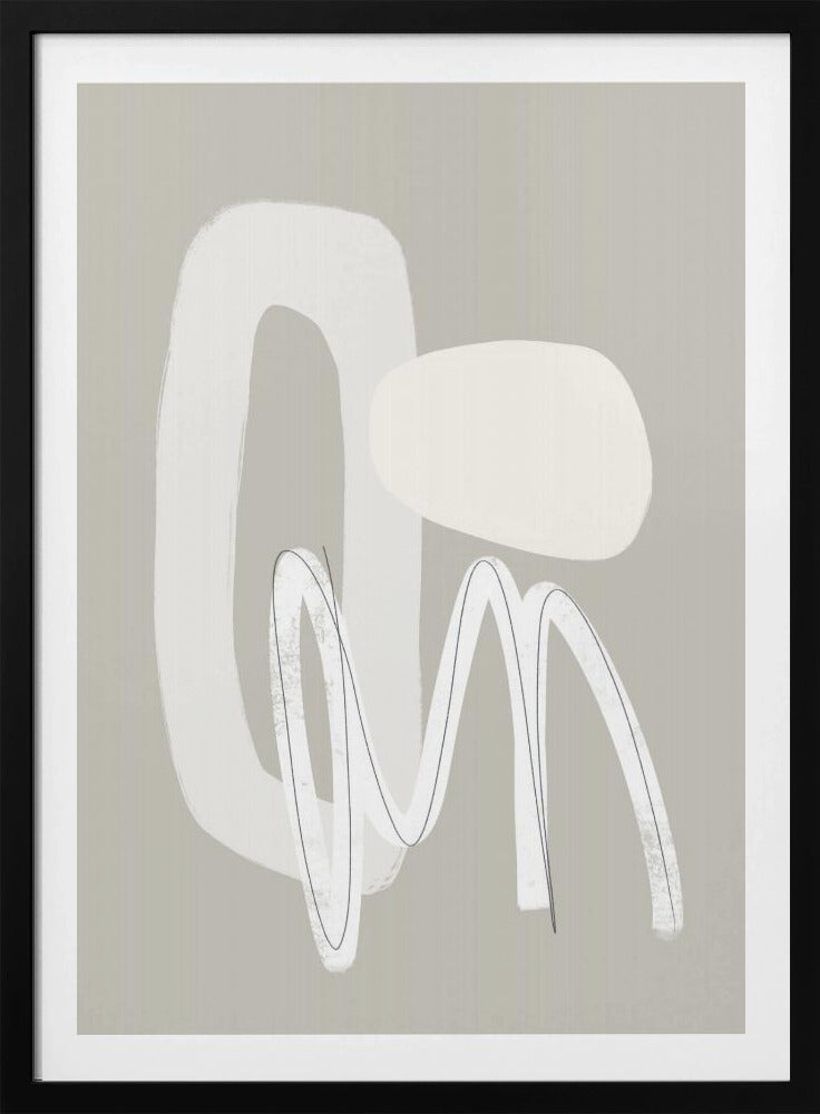 Fließende Kurven und Formen in neutralen Tönen | Poster