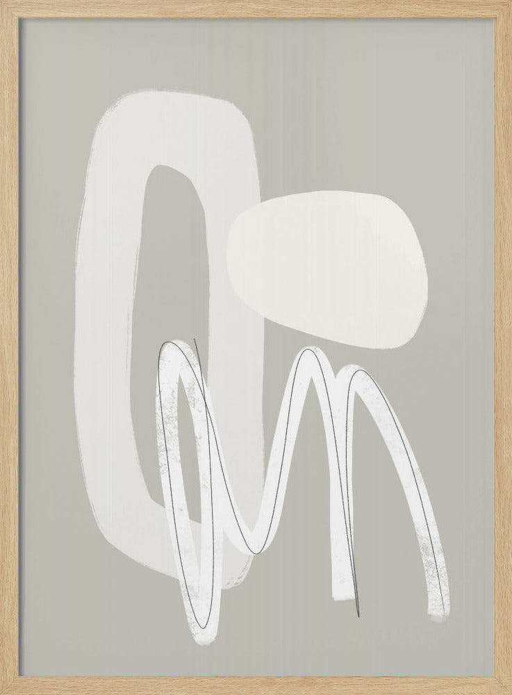 Fließende Kurven und Formen in neutralen Tönen | Poster
