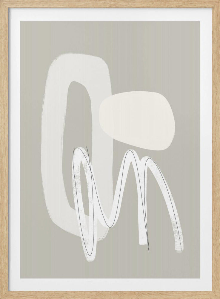 Fließende Kurven und Formen in neutralen Tönen | Poster