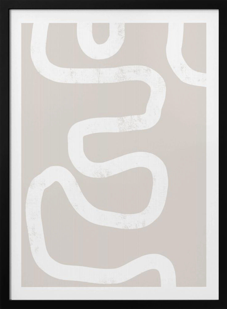 Fließende weiße Linien auf beigem Hintergrund | Poster