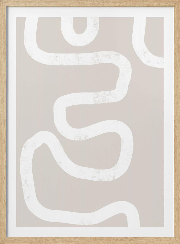 Fließende weiße Linien auf beigem Hintergrund | Poster