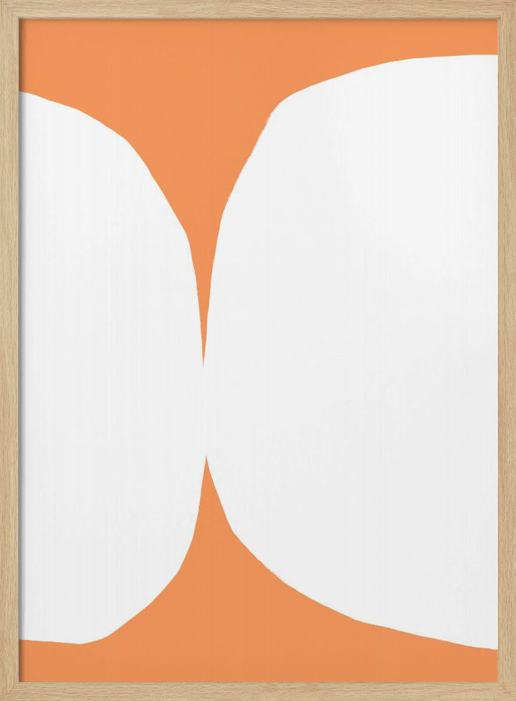 Geometrische weiße Formen auf orangefarbenem Hintergrund | Poster