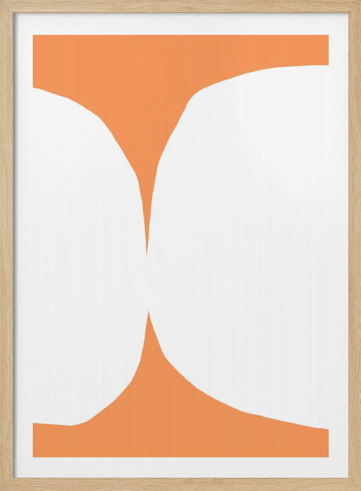 Geometrische weiße Formen auf orangefarbenem Hintergrund | Poster
