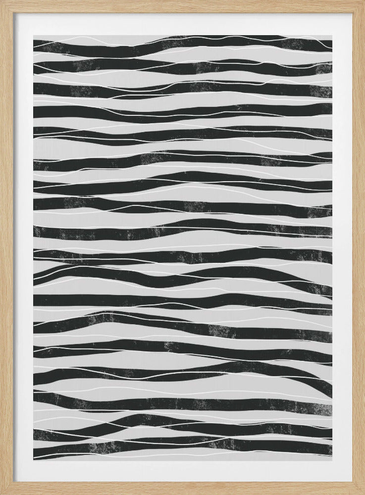 Schwarz-Weiß-Wellenlinien | Poster