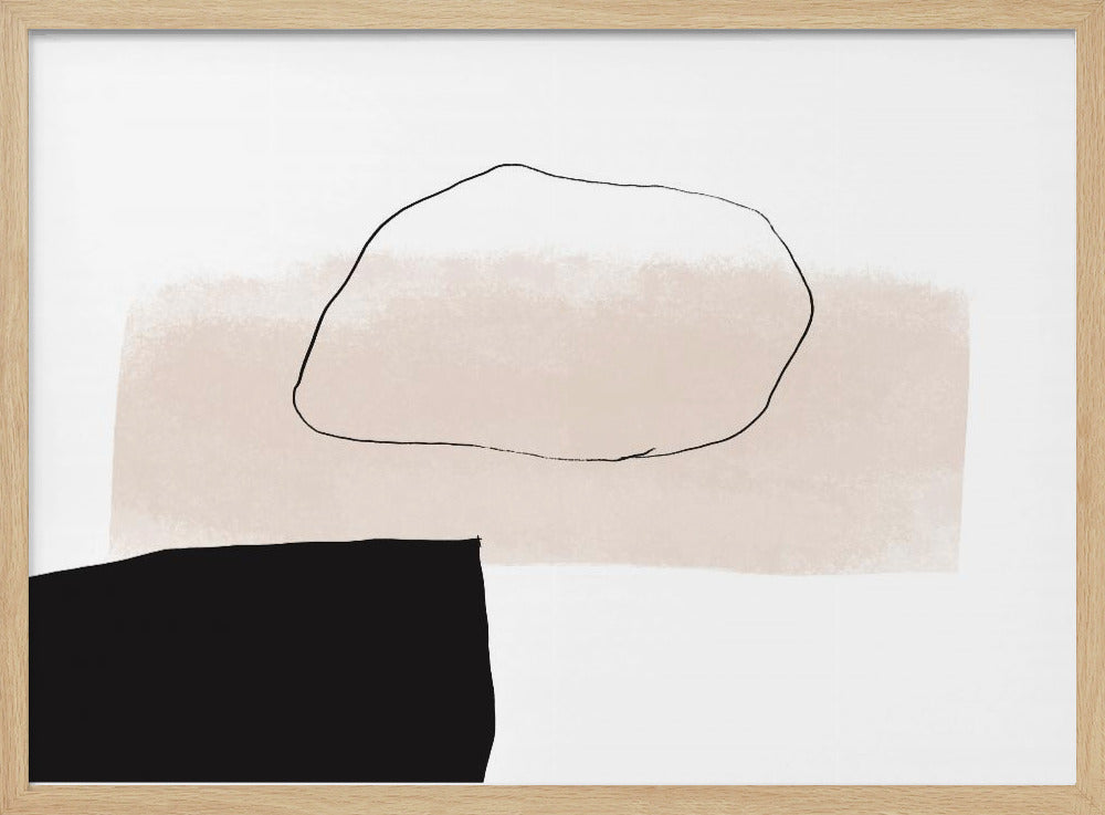 Beige Form und schwarzer Block | Poster