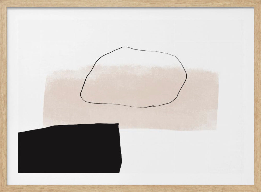 Beige Form und schwarzer Block | Poster