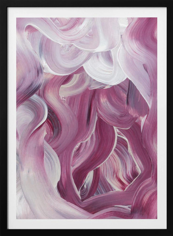 Ausdrucksstarke rosa und weiße Pinselstriche | Poster