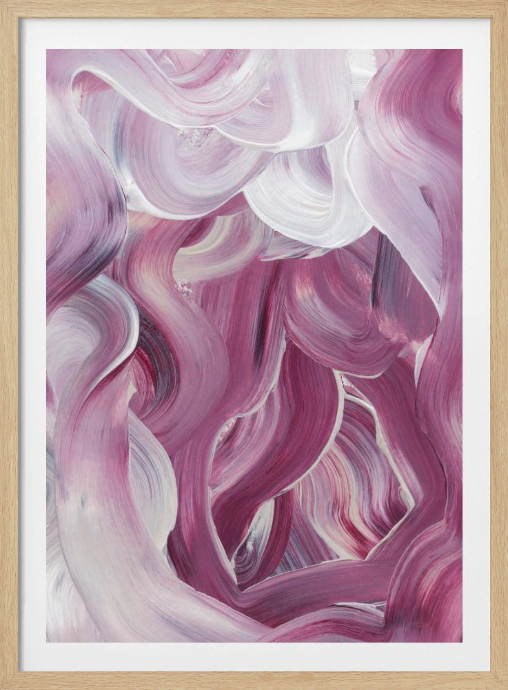 Ausdrucksstarke rosa und weiße Pinselstriche | Poster