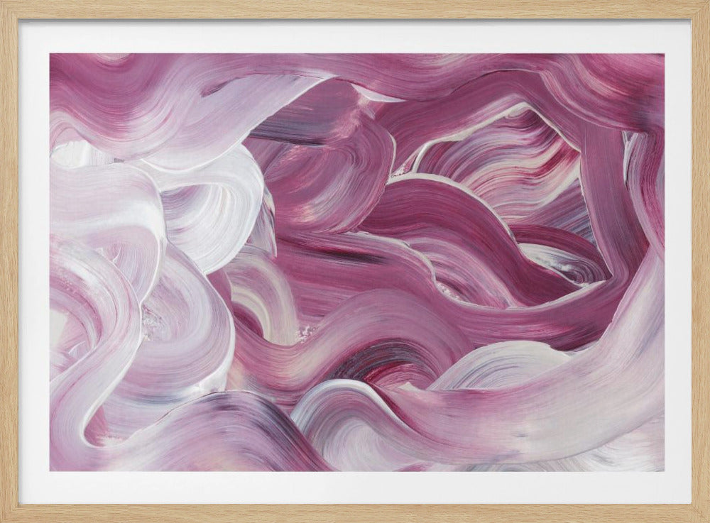 Ausdrucksstarke rosa und weiße Pinselstriche | Poster