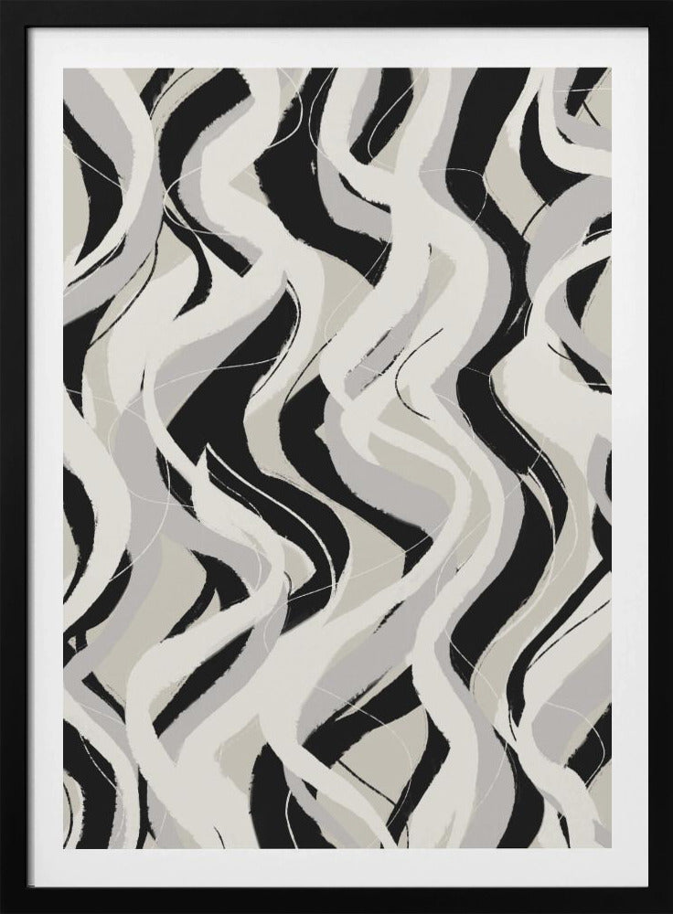 Geschwungene monochrome Wellen | Poster