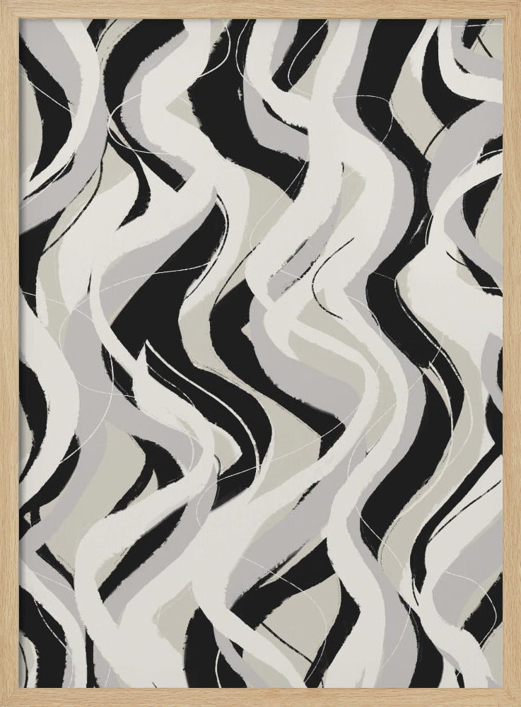 Geschwungene monochrome Wellen | Poster