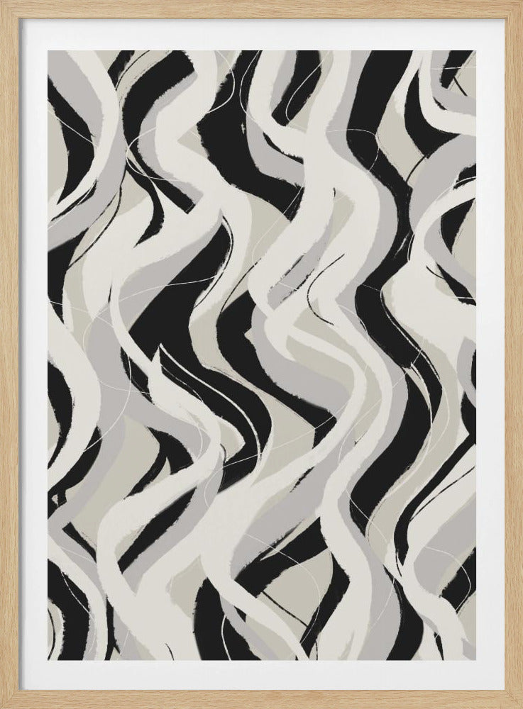 Geschwungene monochrome Wellen | Poster