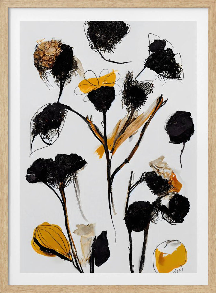 Schwarze Trockenblumen | Poster