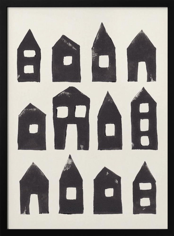Tiny Houses #1 | Hand-printed Linocut | Poster