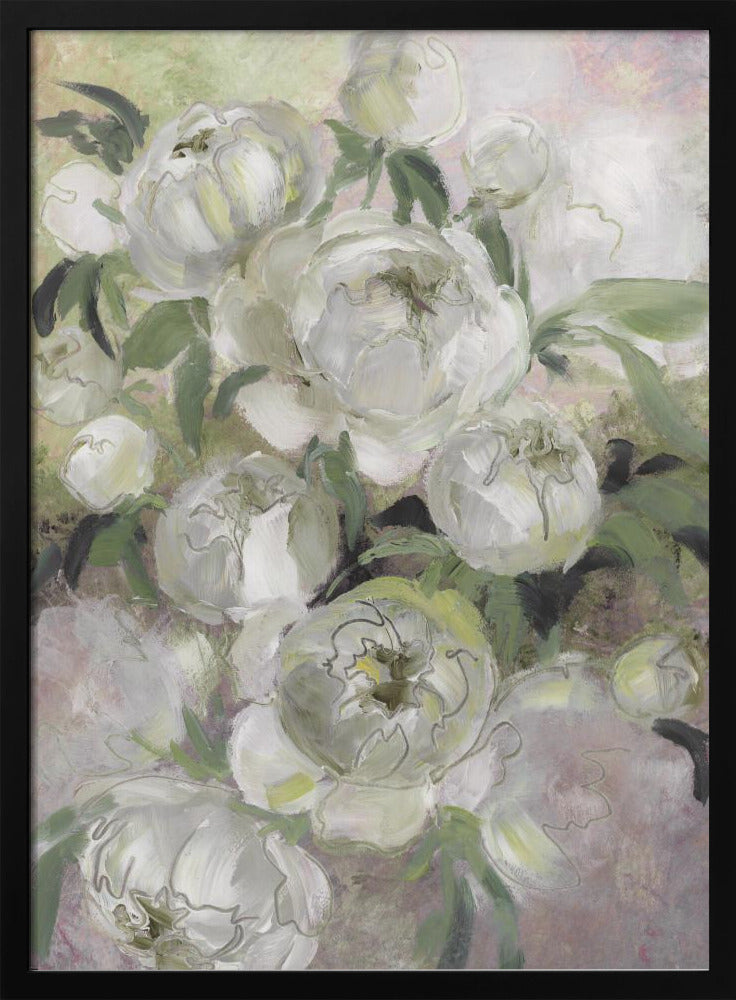 Traurige, malerische Blumen in Grün | Poster