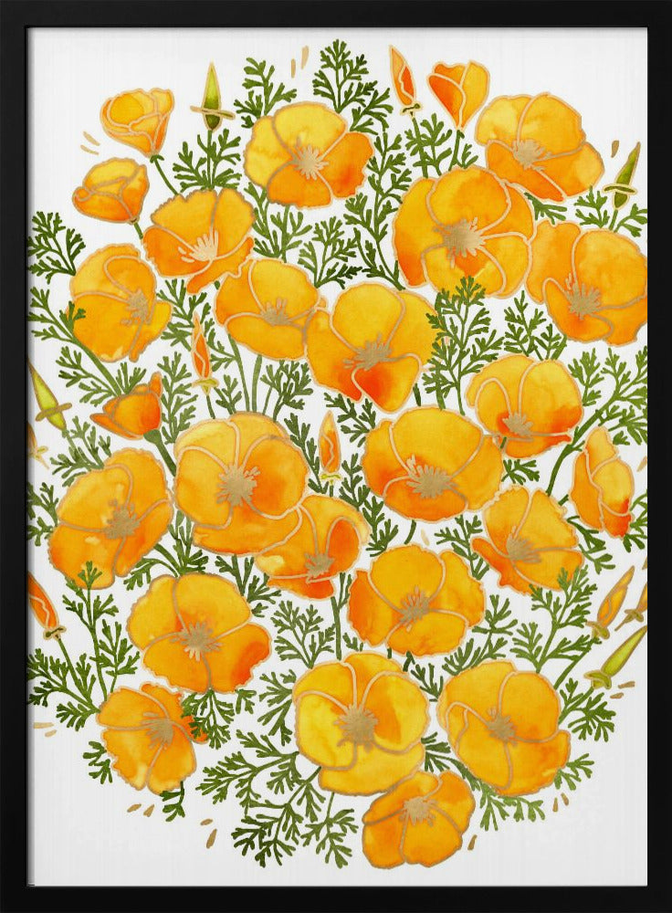 Gold accented California poppies | Poster