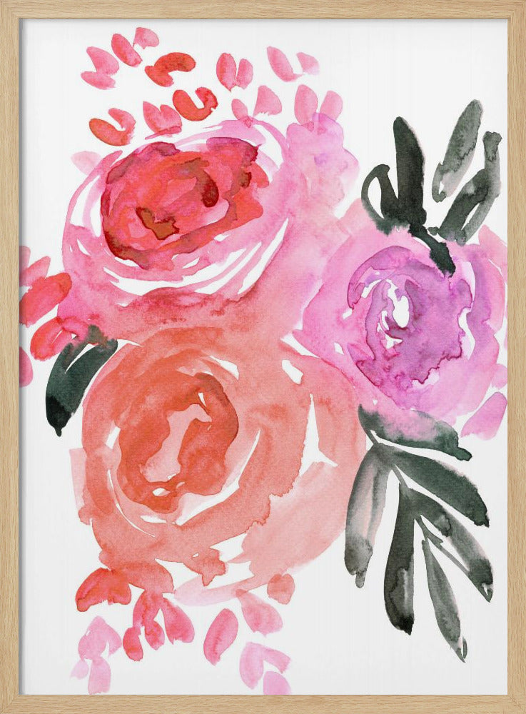 Maeko, lockere Aquarellblumen I | Poster