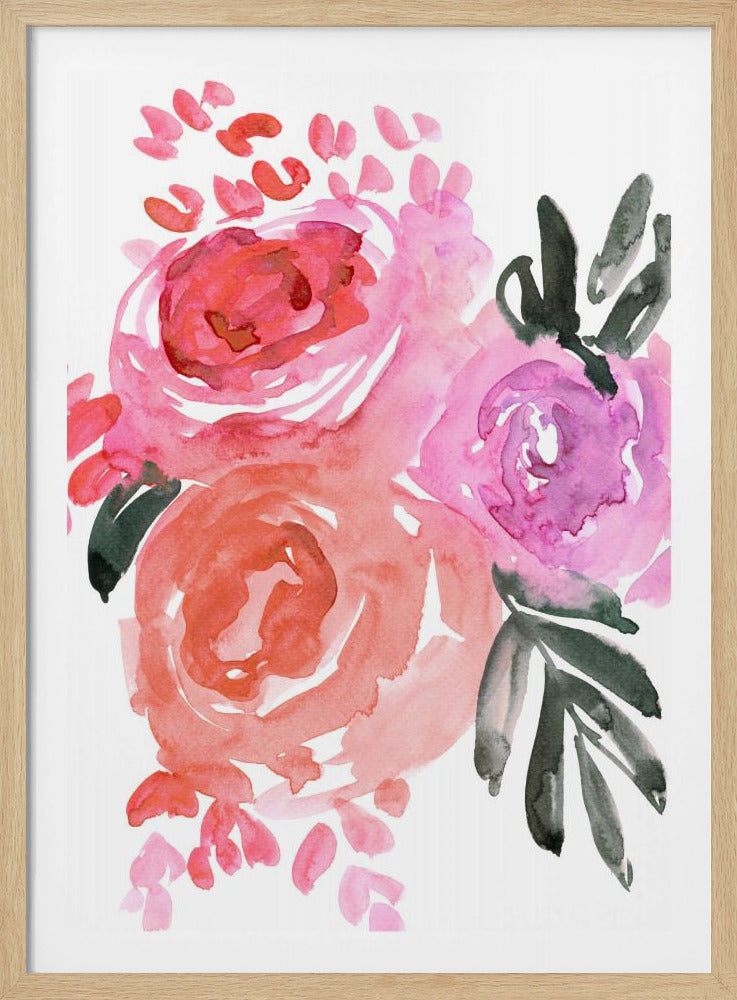 Maeko, lockere Aquarellblumen I | Poster