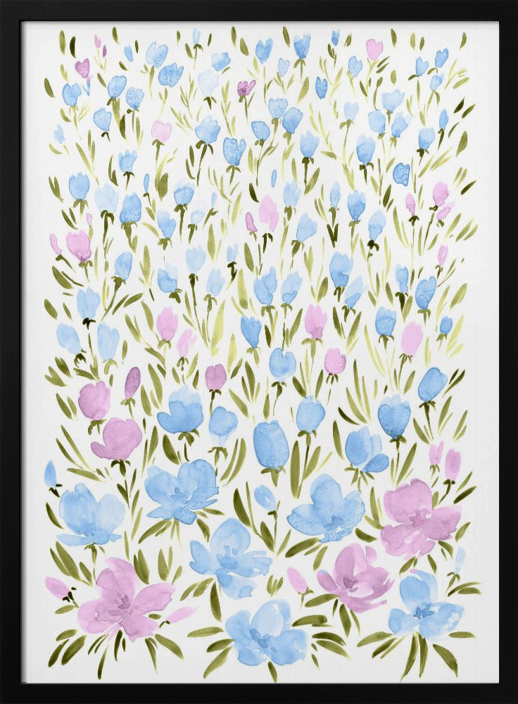 Feld mit lila und blauen Blumen | Poster