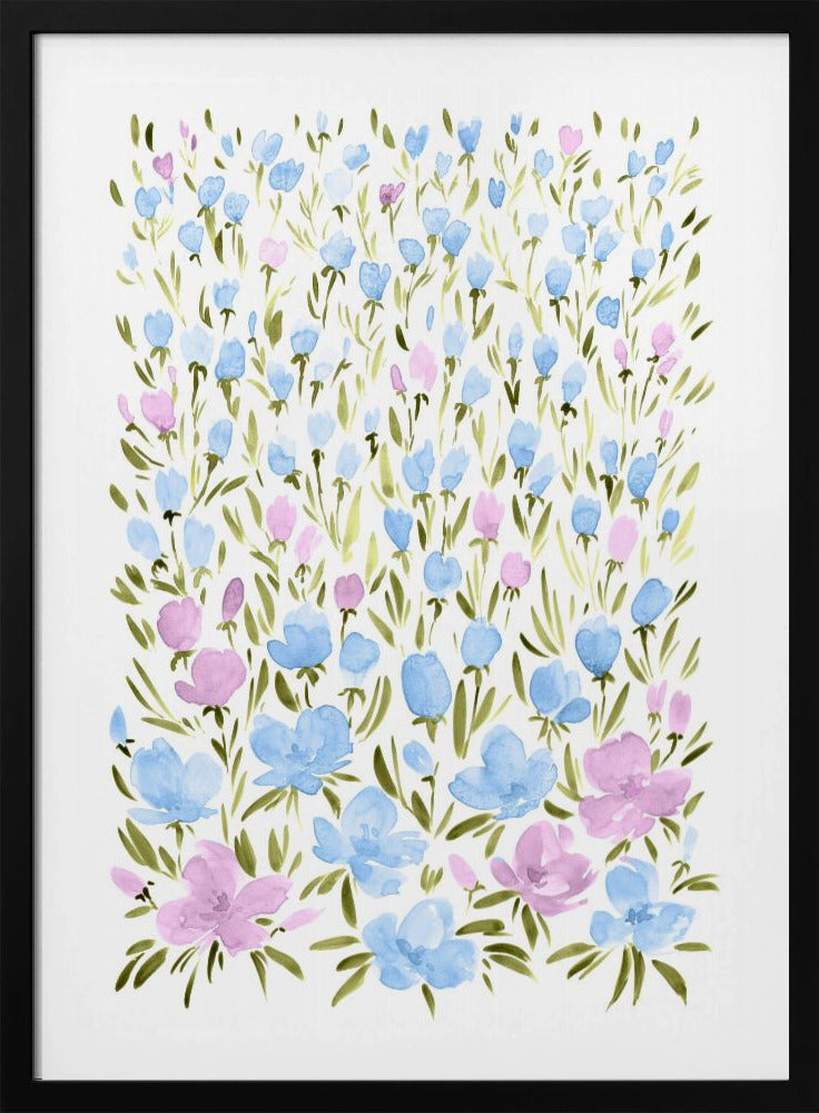 Feld mit lila und blauen Blumen | Poster