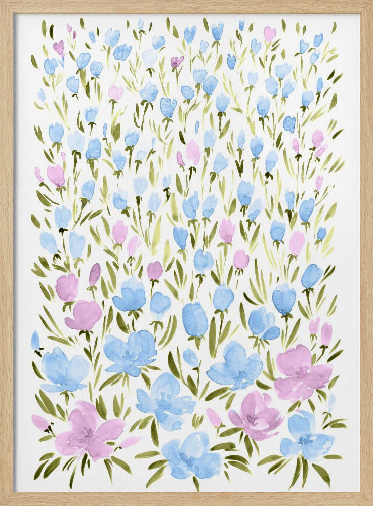 Feld mit lila und blauen Blumen | Poster