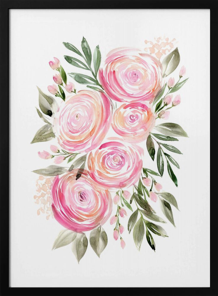 Begonia pink ranunculus bouquet | Poster