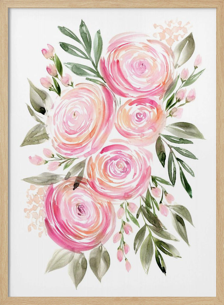 Begonia pink ranunculus bouquet | Poster