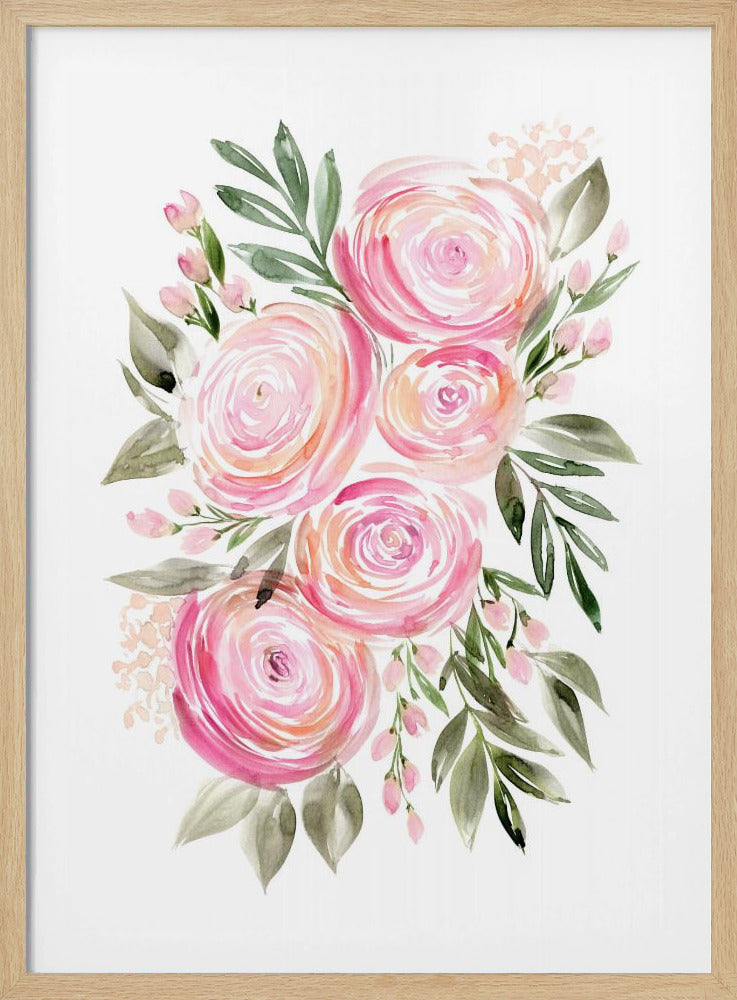 Begonia pink ranunculus bouquet | Poster