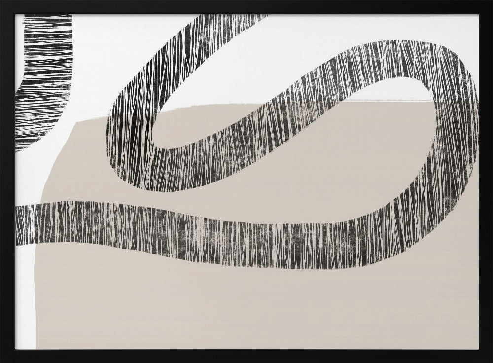 Textured Lines Over A Beige And White Background | Poster