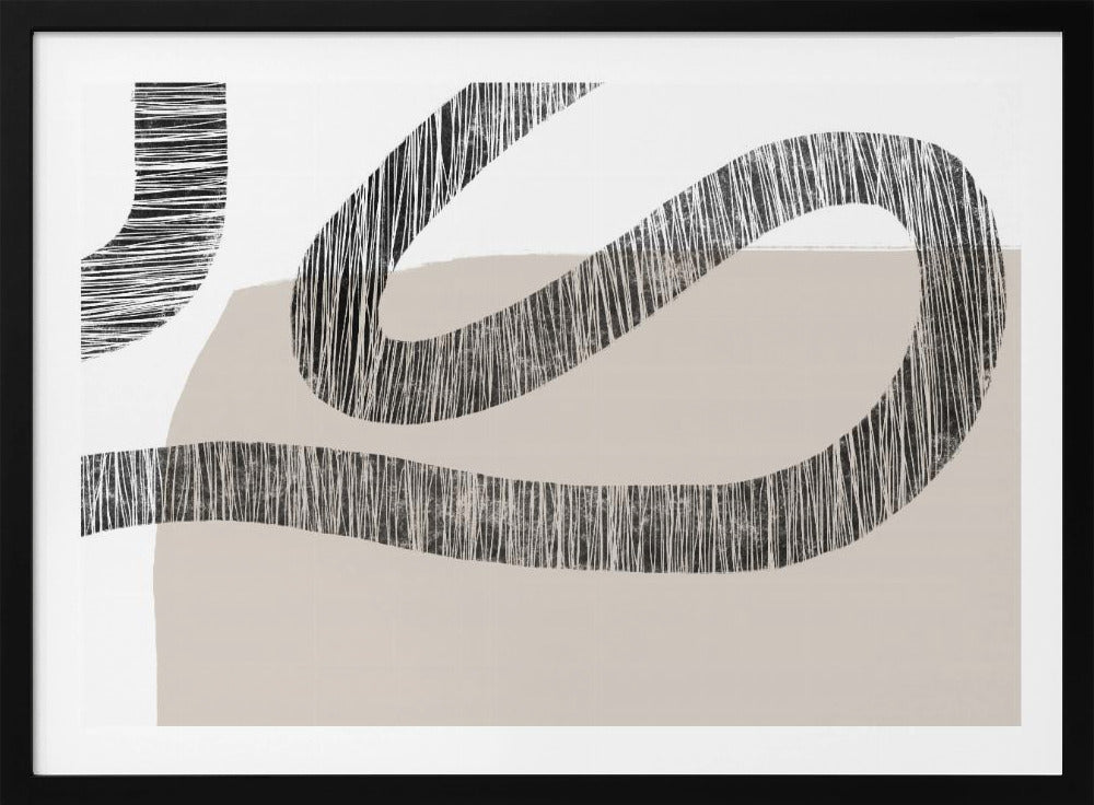 Textured Lines Over A Beige And White Background | Poster