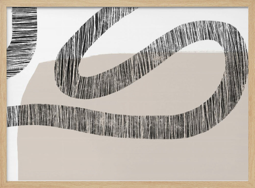 Textured Lines Over A Beige And White Background | Poster
