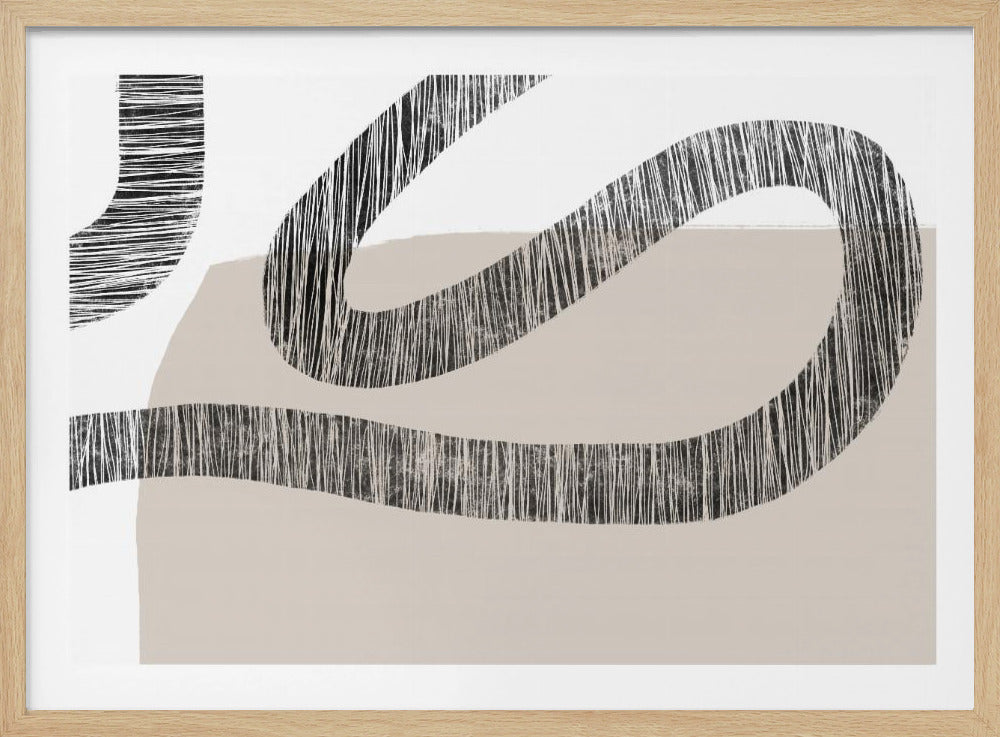 Textured Lines Over A Beige And White Background | Poster