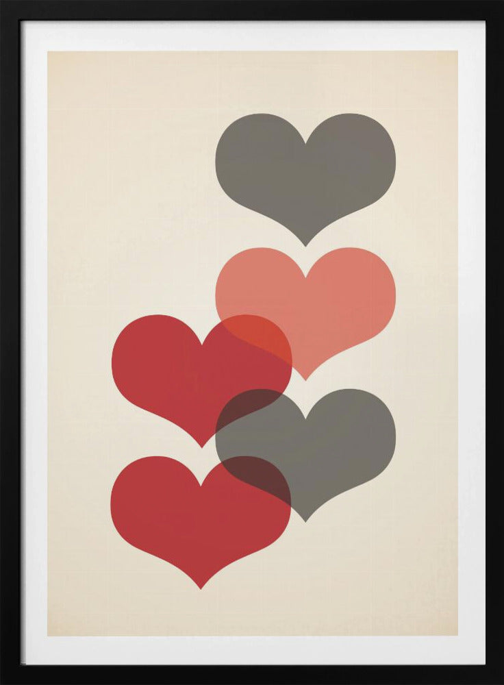 Mid century hearts in red | Poster