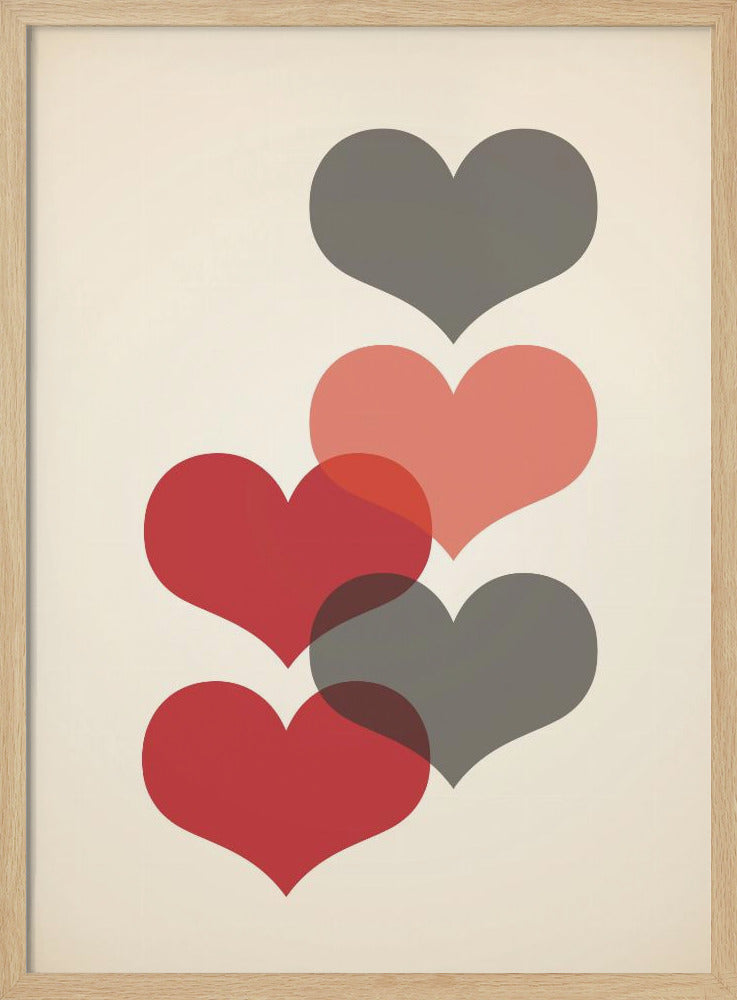 Mid century hearts in red | Poster