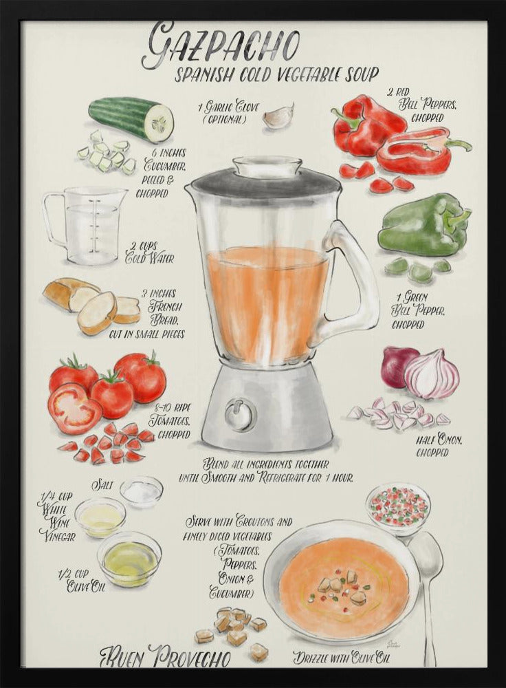 Gazpacho-Rezept (bebildert) auf Englisch | Poster