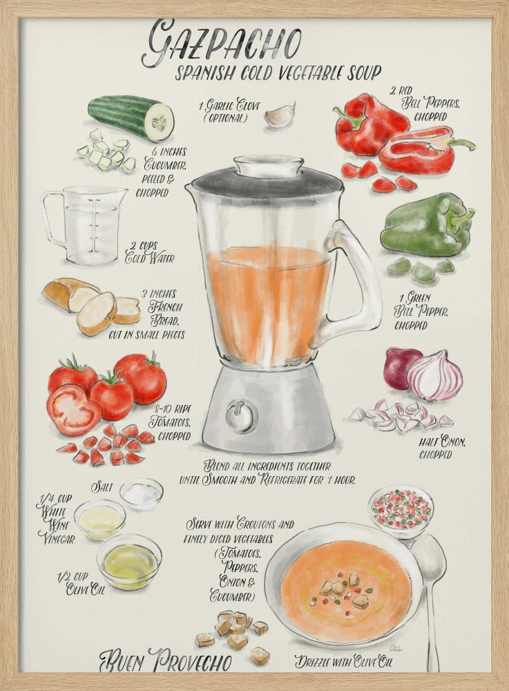 Gazpacho-Rezept (bebildert) auf Englisch | Poster