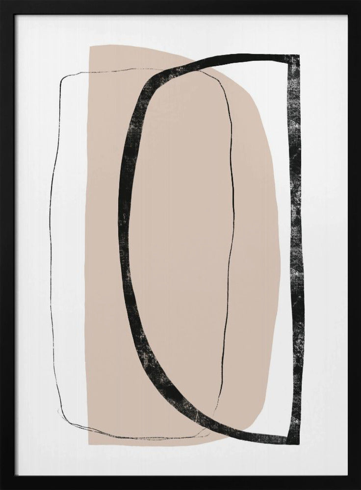 Weiche beige und schwarze geometrische Formen | Poster