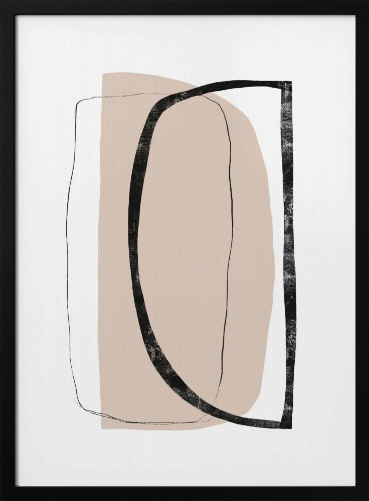 Weiche beige und schwarze geometrische Formen | Poster