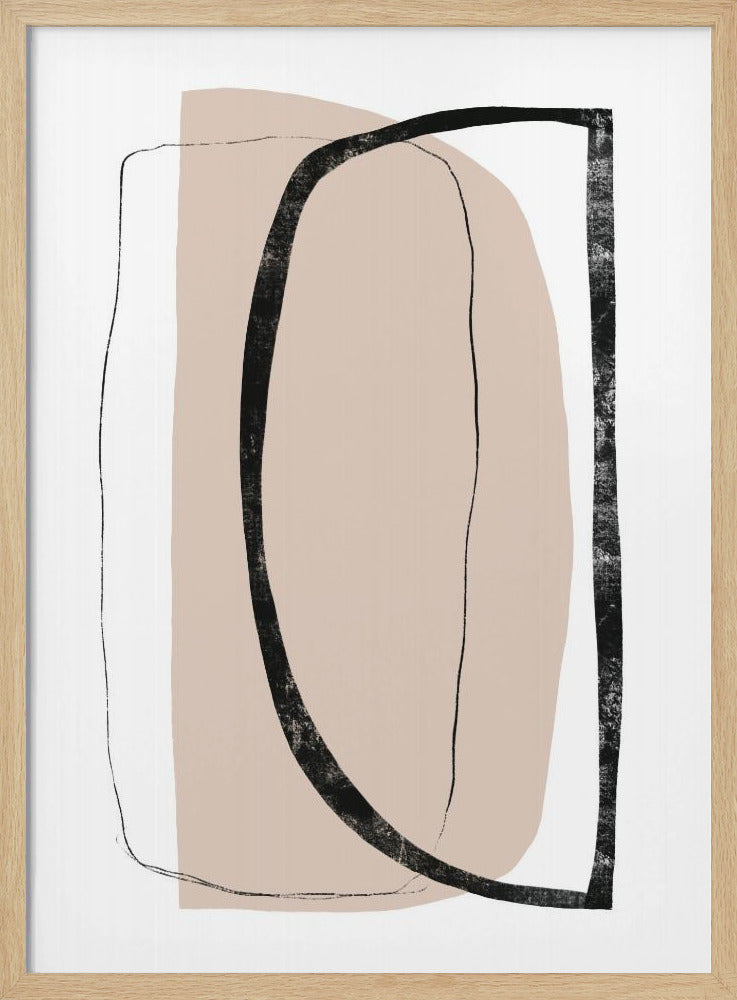 Weiche beige und schwarze geometrische Formen | Poster