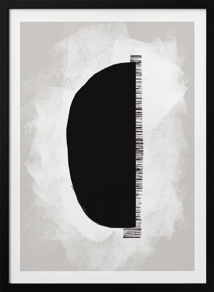 Schwarze Form vor strukturiertem weißem Hintergrund | Poster