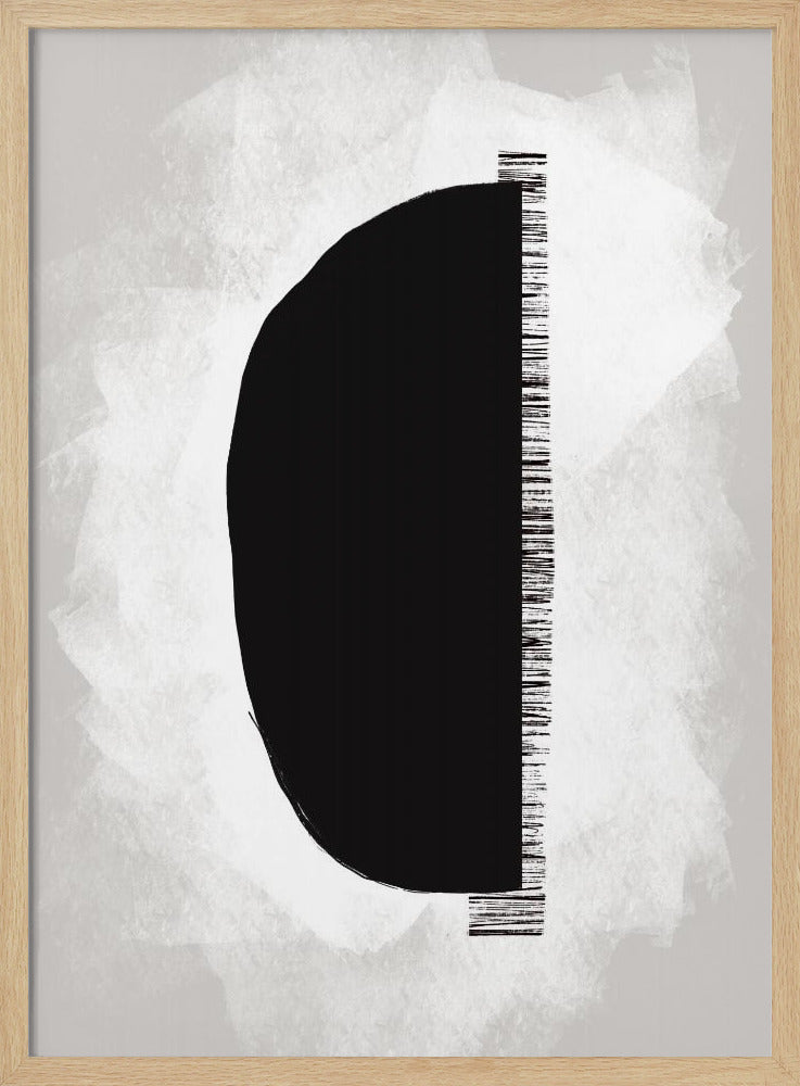 Schwarze Form vor strukturiertem weißem Hintergrund | Poster