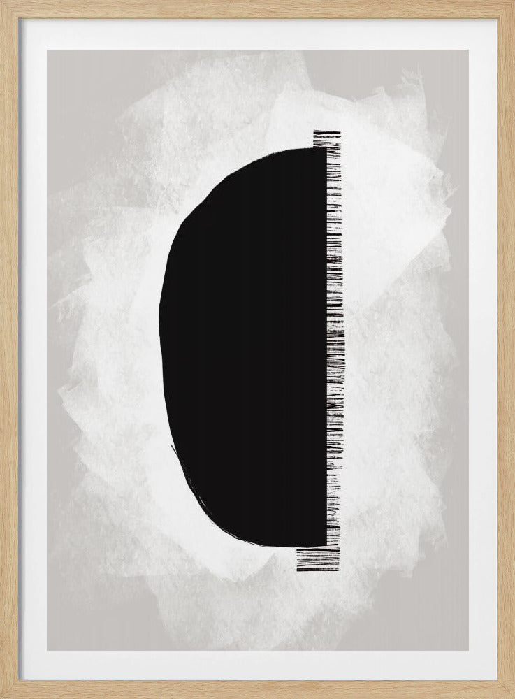 Schwarze Form vor strukturiertem weißem Hintergrund | Poster
