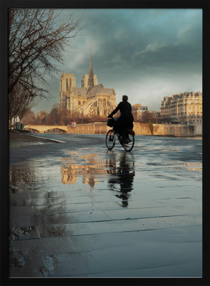 Notre Dame und Radfahrer | Poster