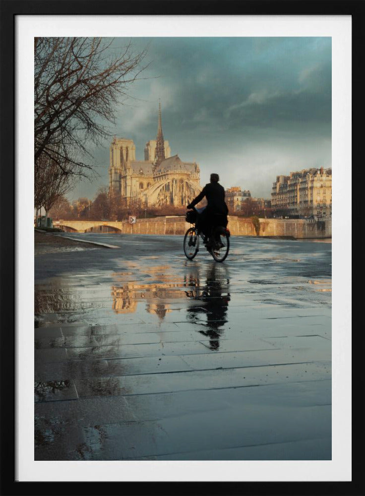 Notre Dame und Radfahrer | Poster